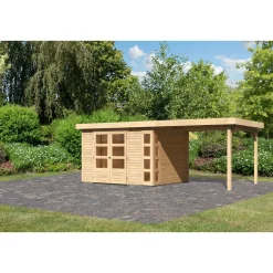 Karibu BBH Kerko 5 Set mit Anbaudach naturbelassen