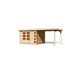 Karibu BBH Kerko 5 Set mit Anbaudach naturbelassen