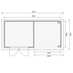 Karibu BBH Kerko 3 Set mit Anbaudach naturbelassen