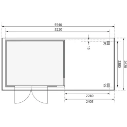 Karibu BBH Kerko 5 Set mit Anbaudach naturbelassen