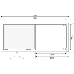 Karibu BBH Kerko 5 Set mit Anbaudach naturbelassen