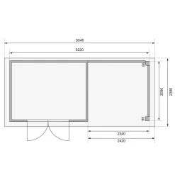 Karibu BBH Kerko 4 Set mit Anbaudach naturbelassen