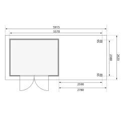 Karibu BBH Kerko 5 Set mit Anbaudach naturbelassen
