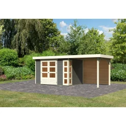 Karibu BBH Kerko 4 Set mit Anbaudach terragrau