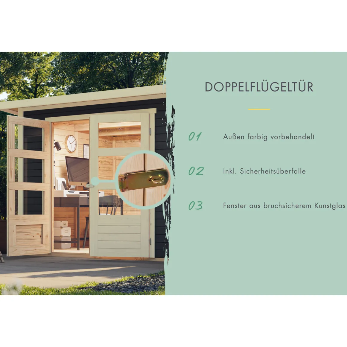 Karibu BBH Kerko 3 Set mit Anbaudach terragrau