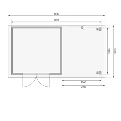 Karibu BBH Kerko 6 Set mit Anbaudach naturbelassen