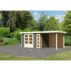 Karibu BBH Kerko 5 Set mit Anbaudach terragrau