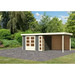 Karibu BBH Kerko 5 Set mit Anbaudach terragrau