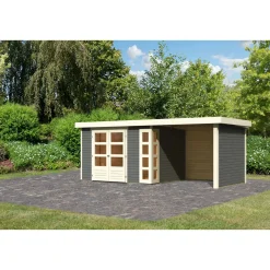 Karibu BBH Kerko 5 Set mit Anbaudach terragrau