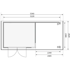 Karibu BBH Kerko 5 Set mit Anbaudach naturbelassen