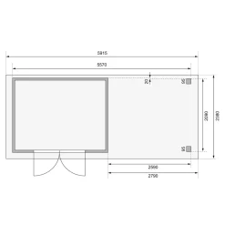Karibu BBH Kerko 4 Set mit Anbaudach terragrau