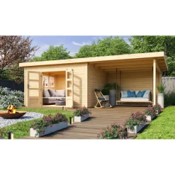 Karibu BBH Northe 4 mit Anbaudach naturbelassen