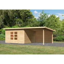 Karibu BBH Northe 5 Set mit Anbaudach naturbelassen