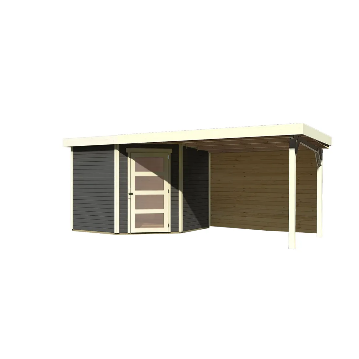 Karibu BBH Schwandorf 5 Set mit Anbau terragrau