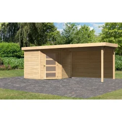 Karibu BBH Schwandorf 5 Set mit Anbau naturbelassen