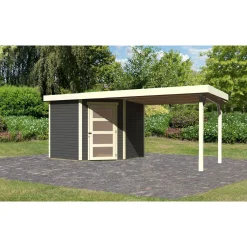 Karibu BBH Schwandorf 5 Set mit Anbau terragrau