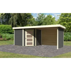 Karibu BBH Schwandorf 5 Set mit Anbau terragrau