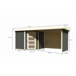 Karibu BBH Schwandorf 5 Set mit Anbau terragrau