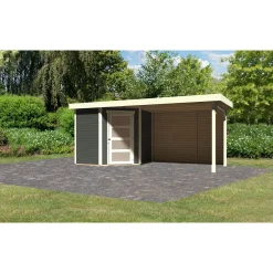 Karibu BBH Schwandorf 2 Set mit Anbau terragrau