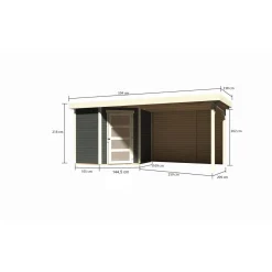 Karibu BBH Schwandorf 2 Set mit Anbau terragrau