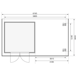 Karibu BBH Trittau 3 Set mit Anbaudach naturbelassen
