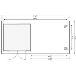 Karibu BBH Trittau 3 Set mit Anbaudach naturbelassen