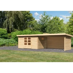 Karibu BBH Trittau 5 Set mit Anbaudach naturbelassen