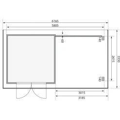 Karibu BBH Trittau 3 Set mit Anbaudach naturbelassen