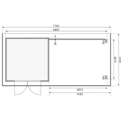 Karibu BBH Trittau 3 Set mit Anbaudach naturbelassen