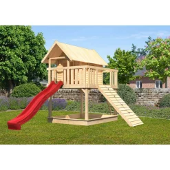 Karibu Fidel inklusive Rampe naturbelassen Rutsche rot