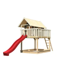 Karibu Fidel und Rutsche terragrau Rutsche rot