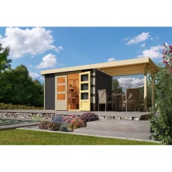 Karibu Gartenhaus Askola 4 mit Schleppdach terragrau