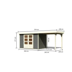 Karibu Gartenhaus Askola 4 mit Schleppdach terragrau