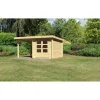 Karibu Gartenhaus Bastrup mit Schleppdach 200 cm naturbelassen 237 x 297 x 222 cm