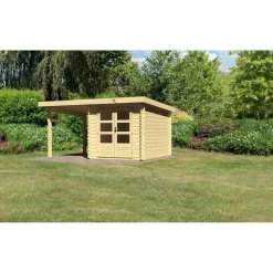 Karibu Gartenhaus Bastrup mit Schleppdach 200 cm naturbelassen 237 x 297 x 222 cm