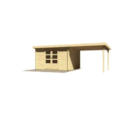 Karibu Gartenhaus Bastrup mit Schleppdach 300 cm naturbelassen 357 x 297 x 222 cm