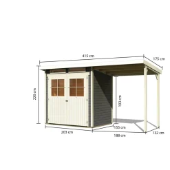 Karibu Gartenhaus Glücksburg 2 terragrau