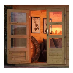 Karibu Gartenhaus Glücksburg 4 mit Anbaudach terragrau