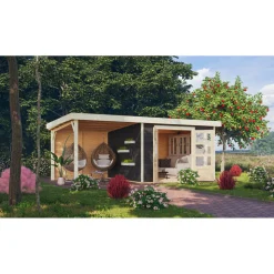 Karibu Gartenhaus Kerko 6 Set mit AD terragrau
