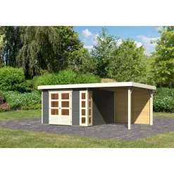 Karibu Gartenhaus Kerko 6 Set mit AD terragrau