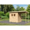 Karibu Gartenhaus Merseburg 3 Set mit Anbaudach 212 x 154 x 220 cm
