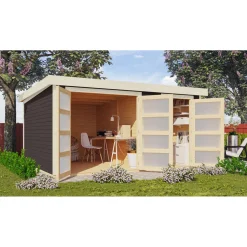 Karibu Gartenhaus Muehlentrup 3 terragrau