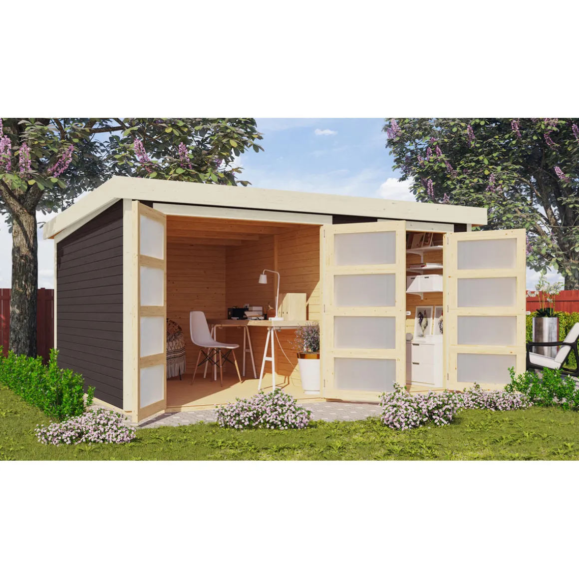 Karibu Gartenhaus Muehlentrup 3 terragrau