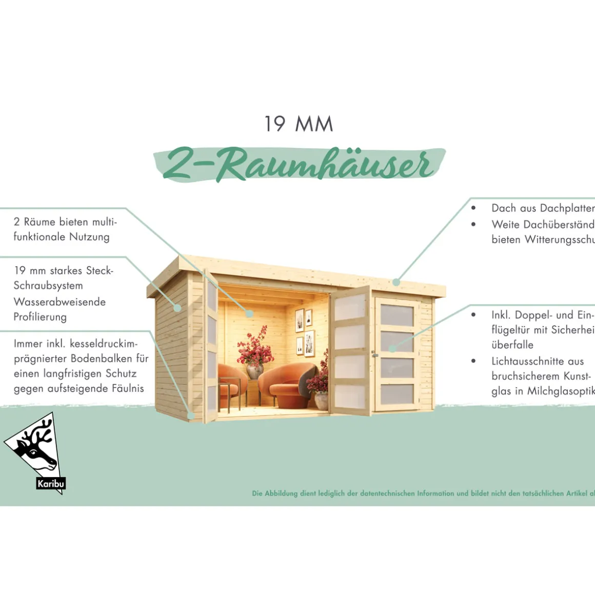 Karibu Gartenhaus Muehlentrup 3 terragrau