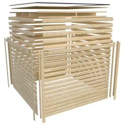 Karibu Gartenhaus Qubic 2 mit Anbaudach naturbelassen