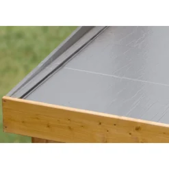 Karibu Gartenhaus Qubic mit Anbaudach naturbelassen