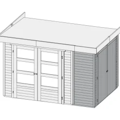 Karibu Gartenhaus Retola 3 inkl Anbauschrank und Anbaudach 2,40 Meter naturbelassen