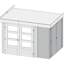 Karibu Gartenhaus Retola 2 inkl Anbauschrank und Anbaudach 2,40 Meter naturbelassen