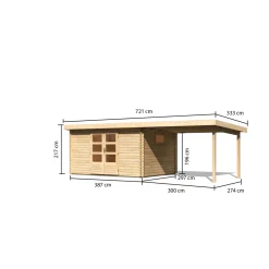 Karibu Gartenhaus Trittau 5 mit Schleppdach naturbelassen