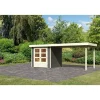 Karibu Gartenhaus-Set Askola 2 mit Anbaudach 2,80 m terragrau